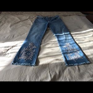 Johnny Was cropped boot cut embroidered jeans